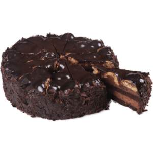 Donkere chocolade profiterol taart 12 punten (gesneden)